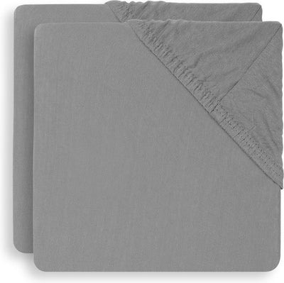 Jollein – Baby-Spannbettlaken-Matratzen-Jersey (Sturmgrau) – Baumwolle – 2 Stück – Spannbettlaken Baby, Spannbettlaken-Box – 75 x 95 cm