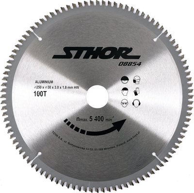 Sthor Kreissägeblatt ø250mm – 100t – Innendurchmesser 30 mm – für Aluminium