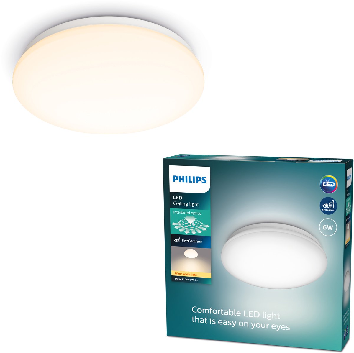 Philips LED Philips Moire Deckenleuchte – warmweißes Licht – klein