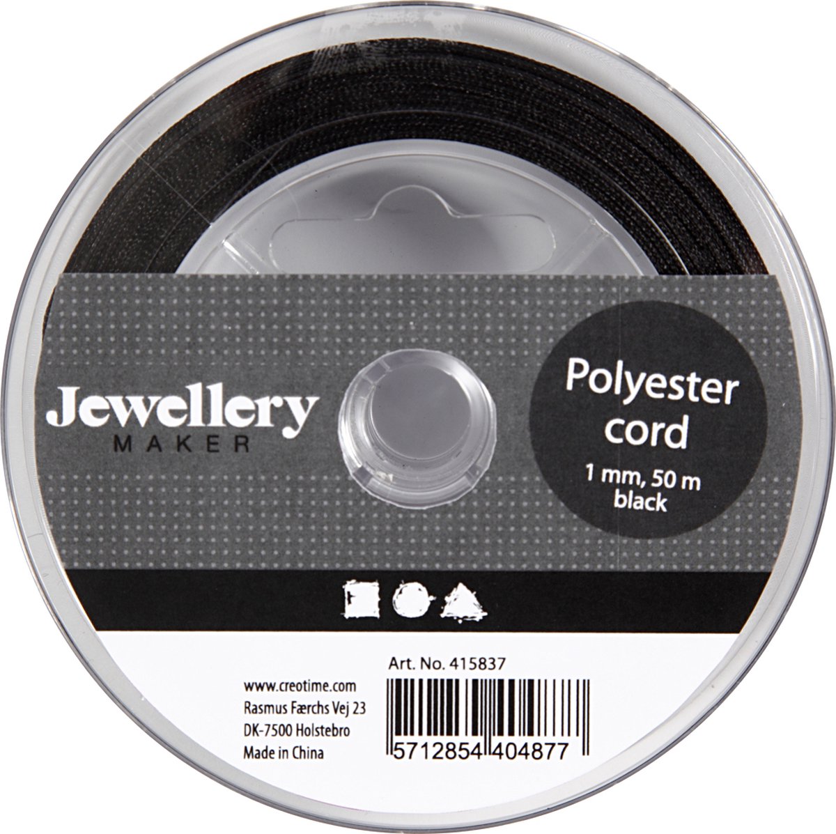 Kreativfirma Polyester Cord Black, 50 m