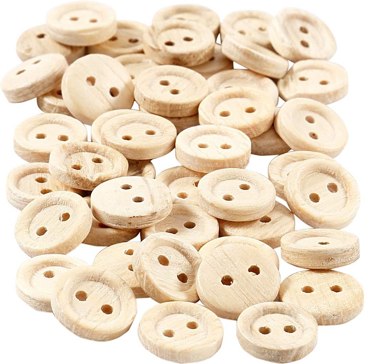 Creativ Company Holzknöpfe, D 11 mm, 2 Löcher, 50 Stück 1 Box