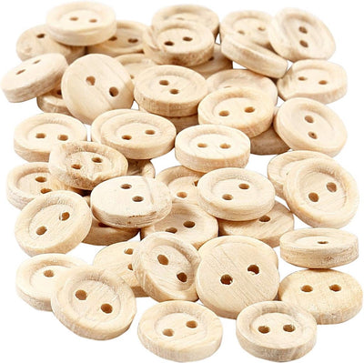 Creativ Company Holzknöpfe, D 11 mm, 2 Löcher, 50 Stück 1 Box
