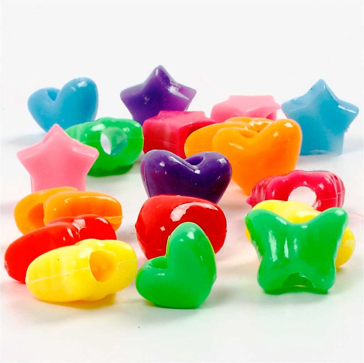 Creativ Company Figurenperlen, D 10 mm, Lochgröße 3,5 mm, ca. 1530 Stück, verschiedene Farben, 400 g, 700 ml 1 Box