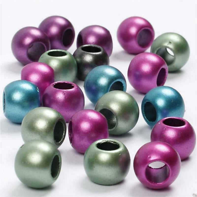 Creativ Company Ponyperlen, D 10 mm, Lochgröße 4 mm, ca. 145 Stück, Metallic-Farben, 60 g, 125 ml 1 Box