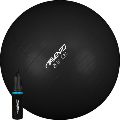 Avento Fitnessball - Gymnastikball - mit Pumpe - ø 65cm - Schwarz