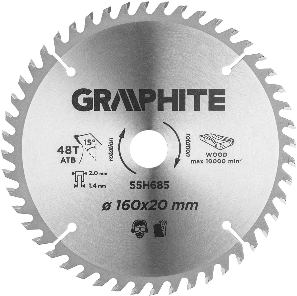 Graphit - Kreissägeblatt - Widia-Kopf - 160 mm - 48 Zähne