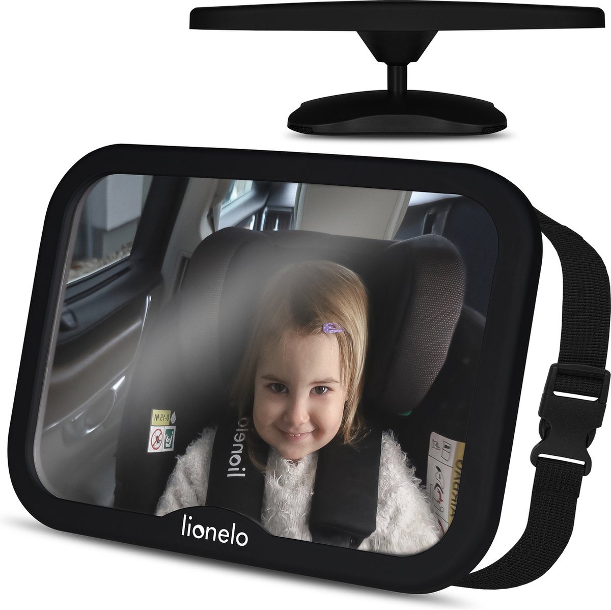 Lionelo Sett Autospiegel Baby XL – verstellbar – 360 Grad drehbar – passend für jedes Auto