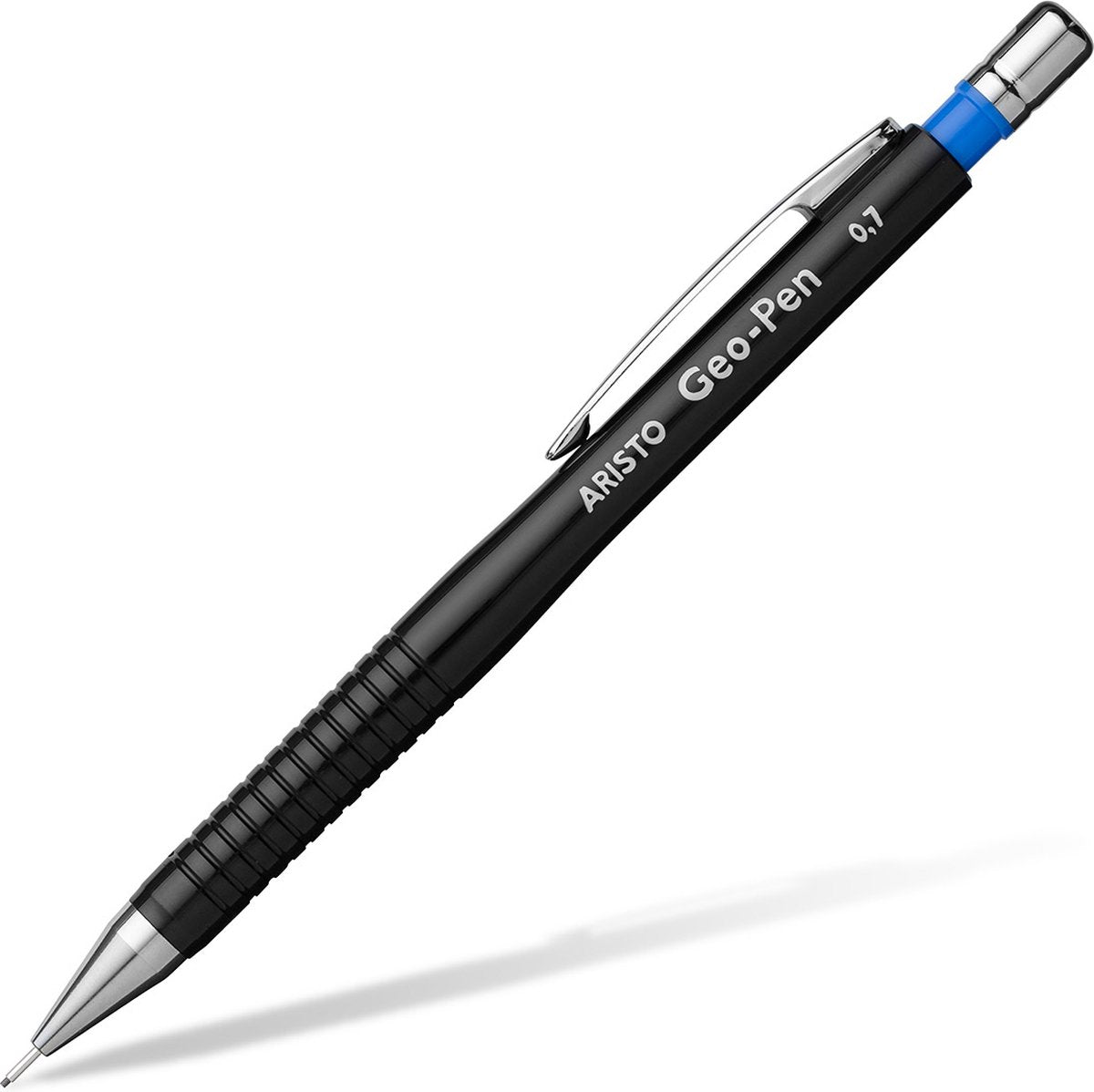 Aristo Druckbleistift – Geo-Stift – Strichstärke 0,7 mm – Härtegrad HB – mit Radiergummi – Schwarzblau – AR-85007
