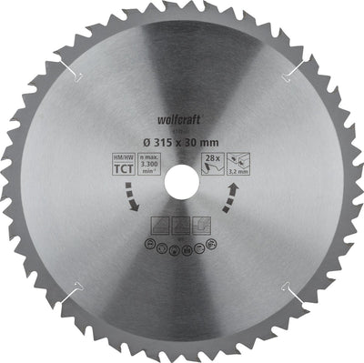 Wolfcraft - Säge-Tischkreissägeblatt 315x30mm - 28 Zähne - Sägeblatt für Tischkreissäge - 6742000