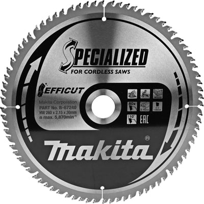 Makita Zubehör Kappsägeblatt Holz 260x30 80t ffcut - B-67290