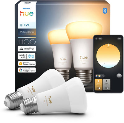 Philips Hue Smart LED A67 Glühbirne, warmes bis kaltweißes Licht, E27-Fassung, 2er-Pack