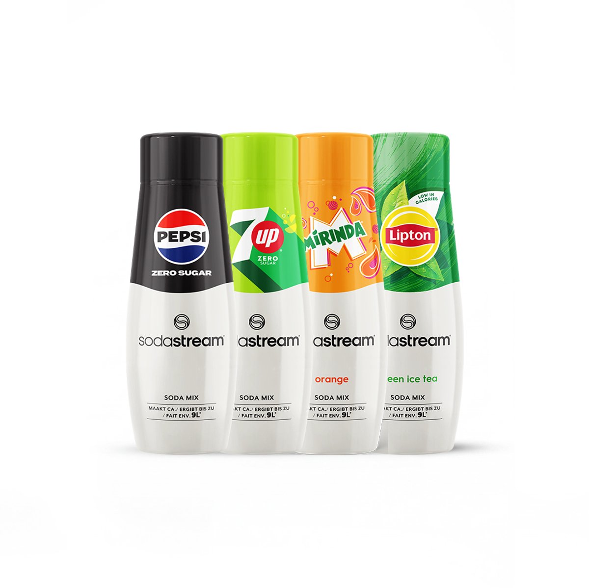 Sodastream-Sirup-Mischbox – Pepsi Zero, Lipton Ice Tea Green, Miranda, 7up Zero