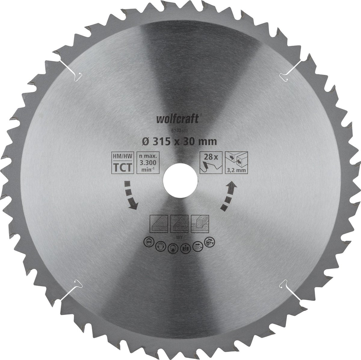 Wolfcraft - Säge-Tischkreissägeblatt 315x30mm - 28 Zähne - Sägeblatt für Tischkreissäge - 6742000