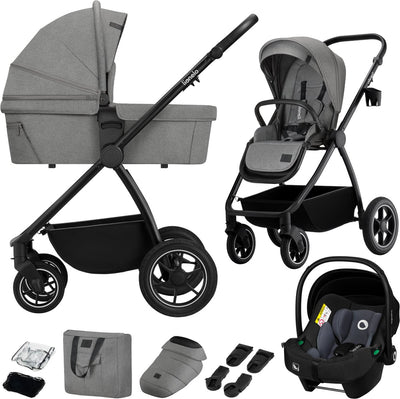 Lionelo Meril 3in1 Kinderwagen – Buggy – XL-Babywanne, Kinderwagen ADAC-zertifizierter Autositz – All-Terrain-Räder – komplettes Zubehörset – UPF50+