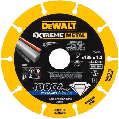 Dewalt DT40252 Extreme-Metall-Diamantscheibe | 125 x 22,23 x 1,3 mm – dt40252-qz