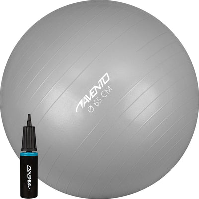 Avento Fitness Gymnastikball + Pumpe - ø 65cm - Silber