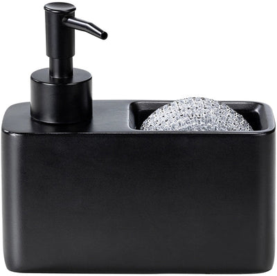 Wenko schwarzer Seifenspender mit Schwammhalter – 150 ml
