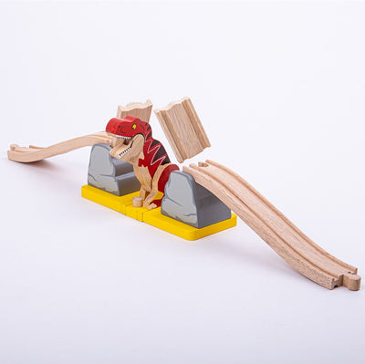 Bigjigs Holzschienen platzende Brücke T-Rex Dino, 7dlg.