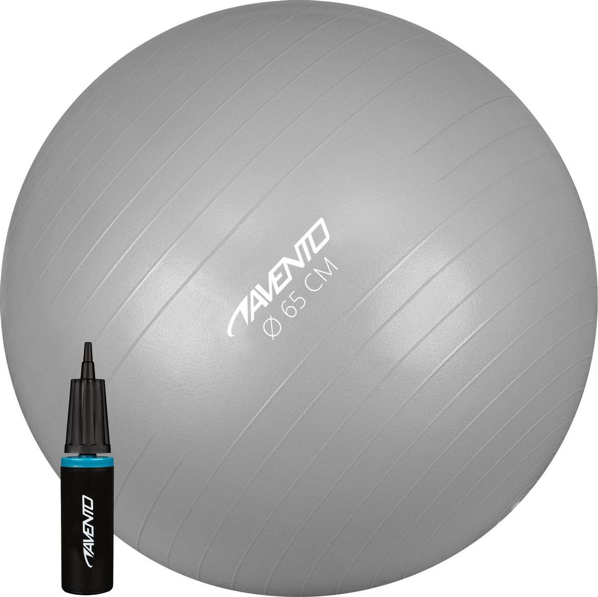Avento Fitness Gymnastikball + Pumpe - ø 65cm - Silber