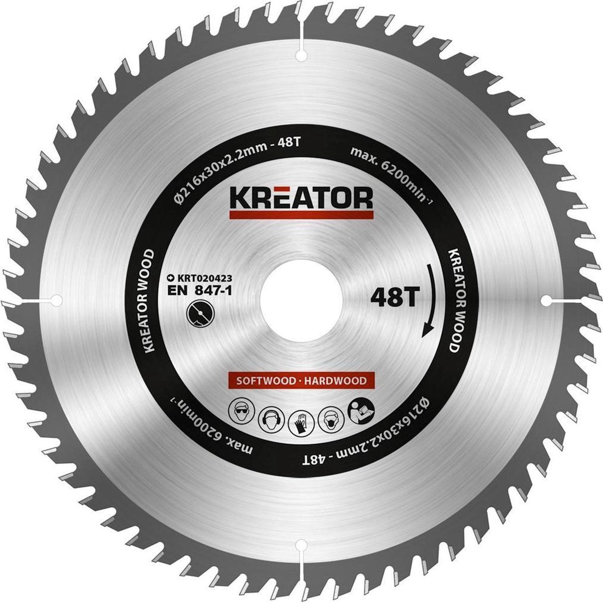 Kreator krt020423 Sägeblatt Holz 216 mm – 48t