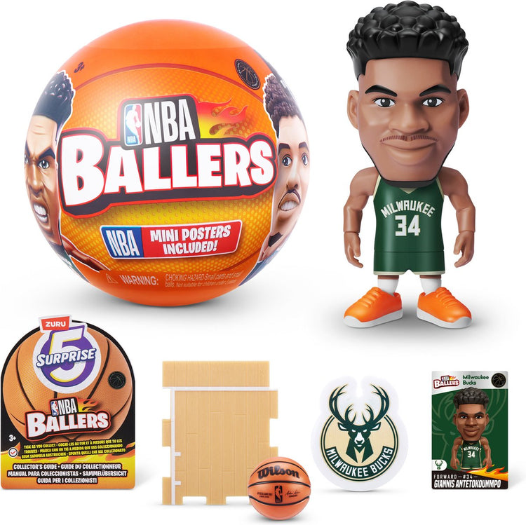 5 Überraschungs-NBA-Baller von Zuru – 1 Überraschungsball – mit Mini-Poster