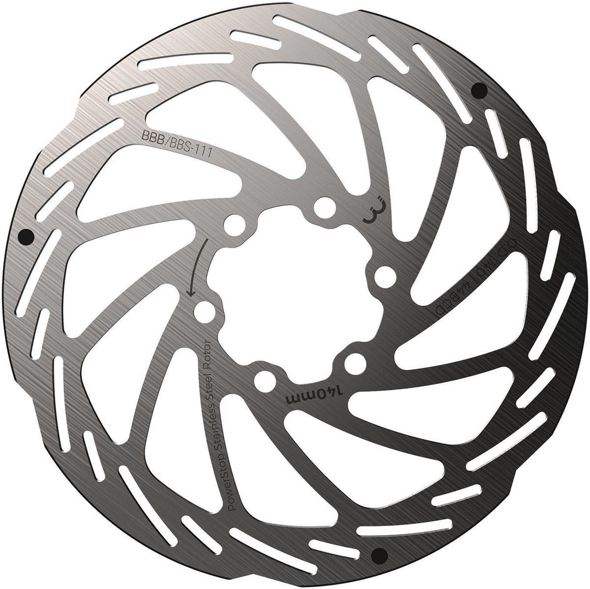 BBB Cycling Scheibenbremse Power Stop 6-Loch Bremsscheibe BBS-111 – Silber – 140 mm