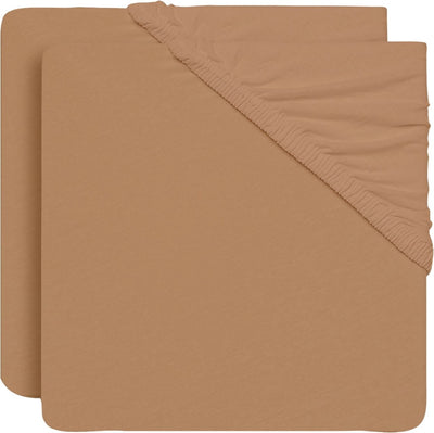 Jollein – Baby-Spannbettlaken Jersey (Keks) – Baumwolle – Spannbettlaken für Kinderbetten – 2 Stück – 60 x 120 cm