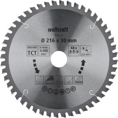 Wolfcraft - Kappsägeblatt 216x30mm - 216mm für feine, saubere Schnitte - 6546000
