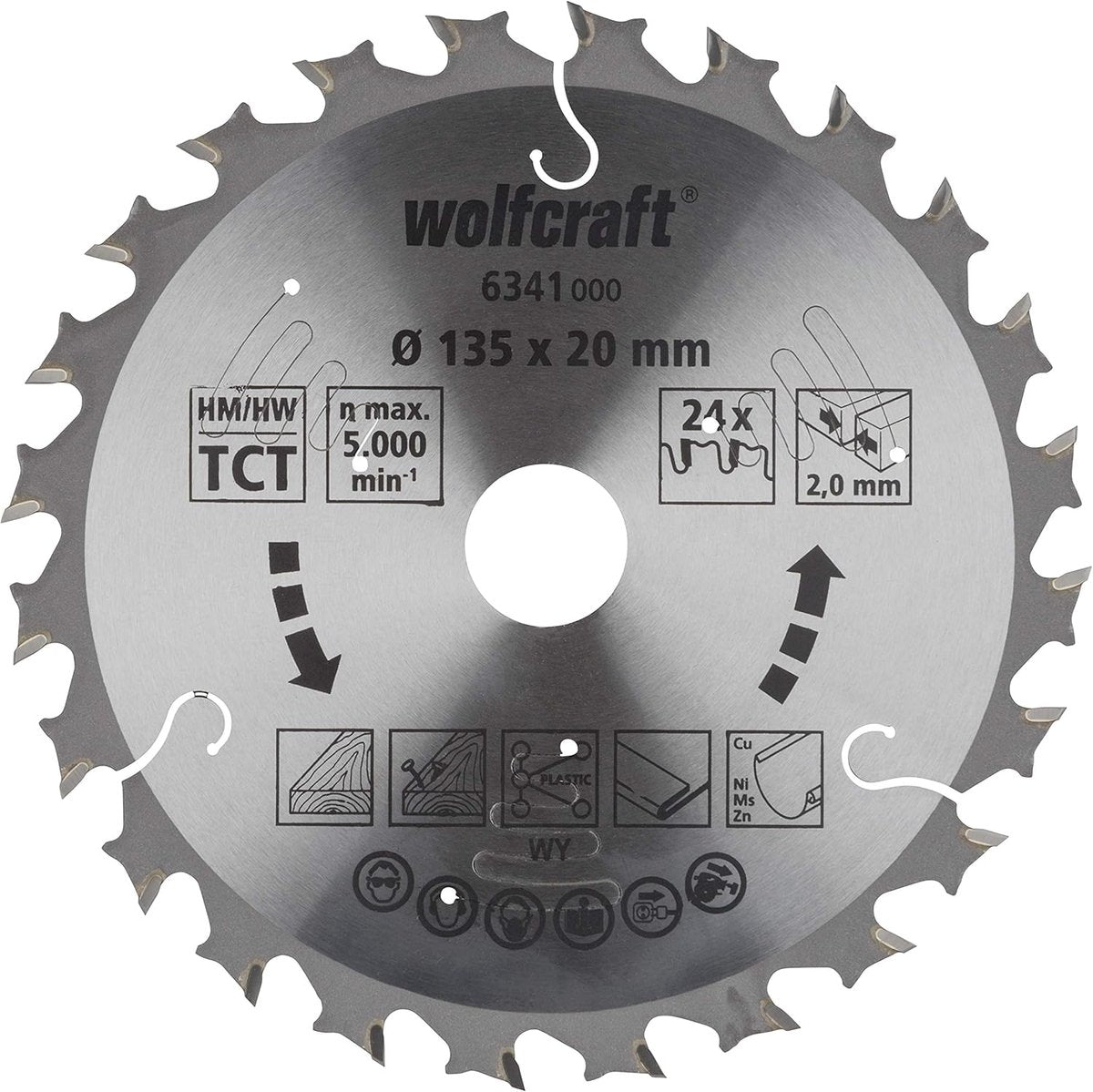 Wolfcraft - Kreissägeblatt 135 x 20 mm - für Handkreissäge - Serie Flieder - 6341000