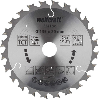 Wolfcraft - Kreissägeblatt 135 x 20 mm - für Handkreissäge - Serie Flieder - 6341000