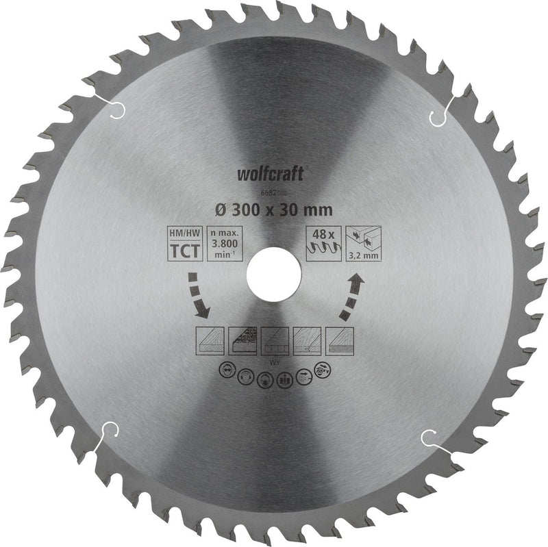 Wolfcraft - Säge-Tischkreissägeblatt 300x30mm - 48 Zähne - Sägeblatt für Tischkreissäge - 6682000