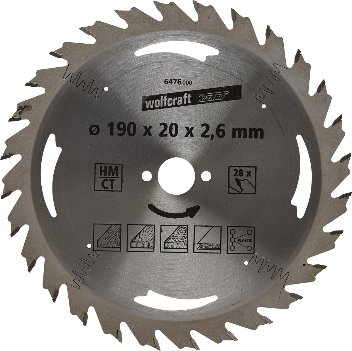 Wolfcraft - Kreissägeblatt 190x20mm - 28 Zähne - Sägeblatt für Kreissäge - Silberserie - 6476000