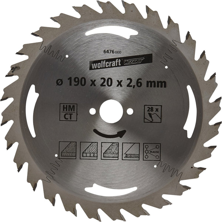 Wolfcraft - Kreissägeblatt 190x20mm - 28 Zähne - Sägeblatt für Kreissäge - Silberserie - 6476000