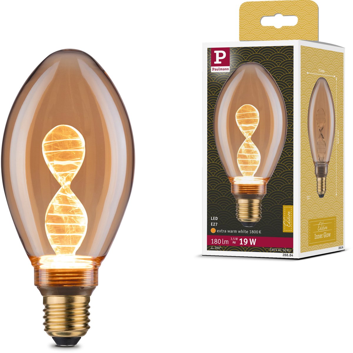Paulmann Inner Glow Edition LED-Glühbirne Helix E27 230 V 180 lm 3,5 W 1800 K Gold