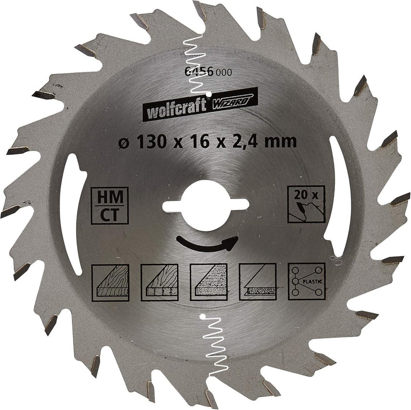 Wolfcraft - Kreissägeblatt 130x16mm - 20 Zähne - Sägeblatt für Kreissäge - Silberserie - 6456000
