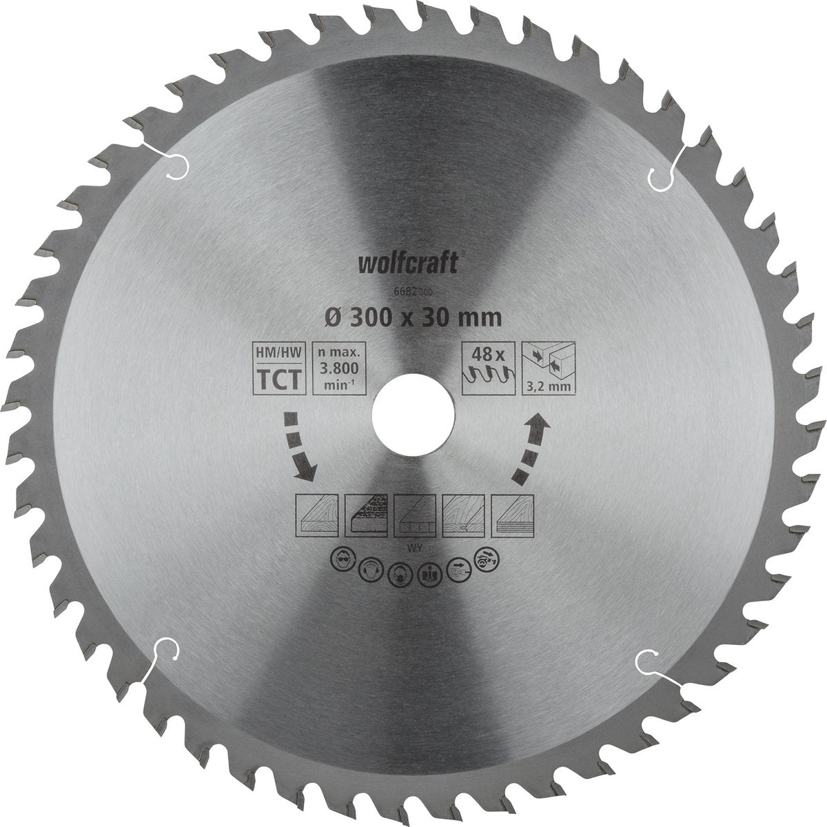 Wolfcraft - Säge-Tischkreissägeblatt 300x30mm - 48 Zähne - Sägeblatt für Tischkreissäge - 6682000