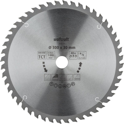Wolfcraft - Säge-Tischkreissägeblatt 300x30mm - 48 Zähne - Sägeblatt für Tischkreissäge - 6682000