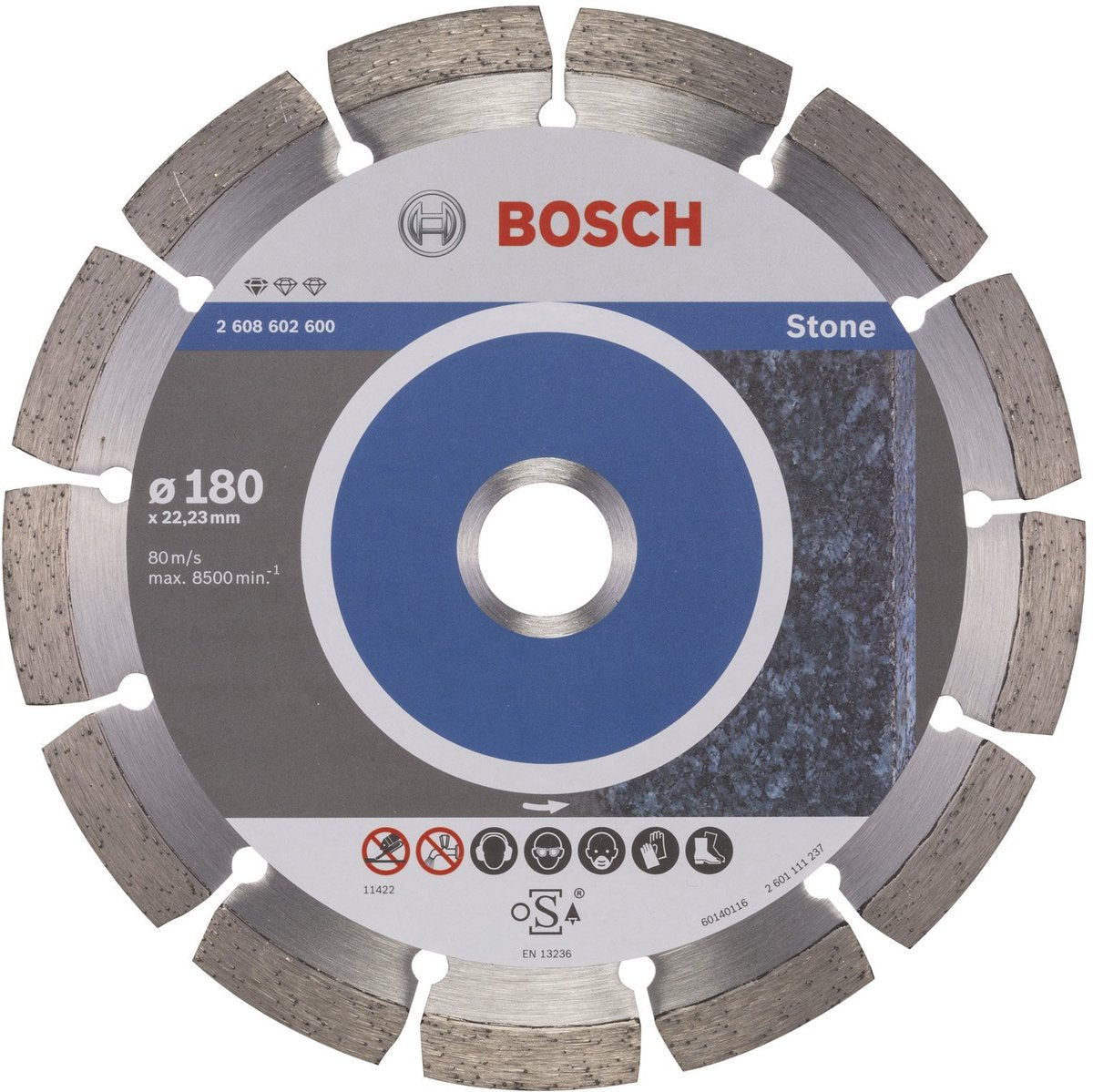 Bosch - Diamanttrennscheibe Standard für Stein 180 x 22,23 x 2 x 10 mm