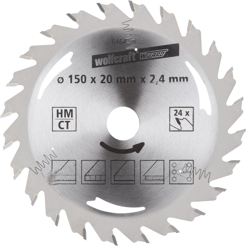 Wolfcraft - Kreissägeblatt 150x20mm - 24 Zähne - Sägeblatt für Kreissäge - Silberserie - 6464000