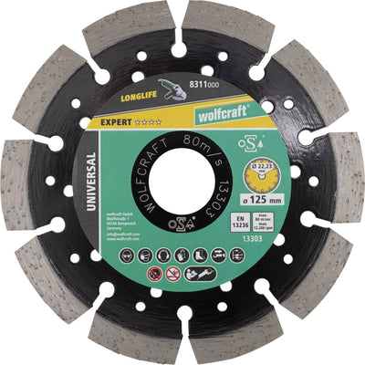 Wolfcraft - Diamant-Trennscheibe ø 125 mm - Diamant-Trennscheibe - Winkelschleifer-Schleifscheibe - 8311000