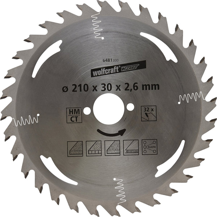 Wolfcraft - Kreissägeblatt 210x30mm - 32 Zähne - Sägeblatt für Kreissäge - Silberserie - 6481000