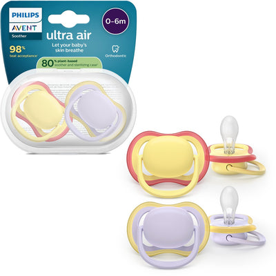 Philips Avent Ultra Air – atmungsaktiver und leichter Schnuller (0–6 Monate) – 2 Stück – scf087 03