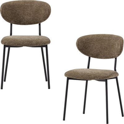 Woood Kjeld Esszimmerstühle – Chenille-Stoff – Grün – 2er-Set