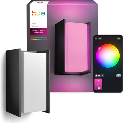 Philips Hue Turaco Wandleuchte – Gartenbeleuchtung – Anthrazitgrau – IP44 – weißes und farbiges Licht – 1100 Lumen – Steuerung über unsere App oder mit Ihrer Stimme – kompatibel mit Materie