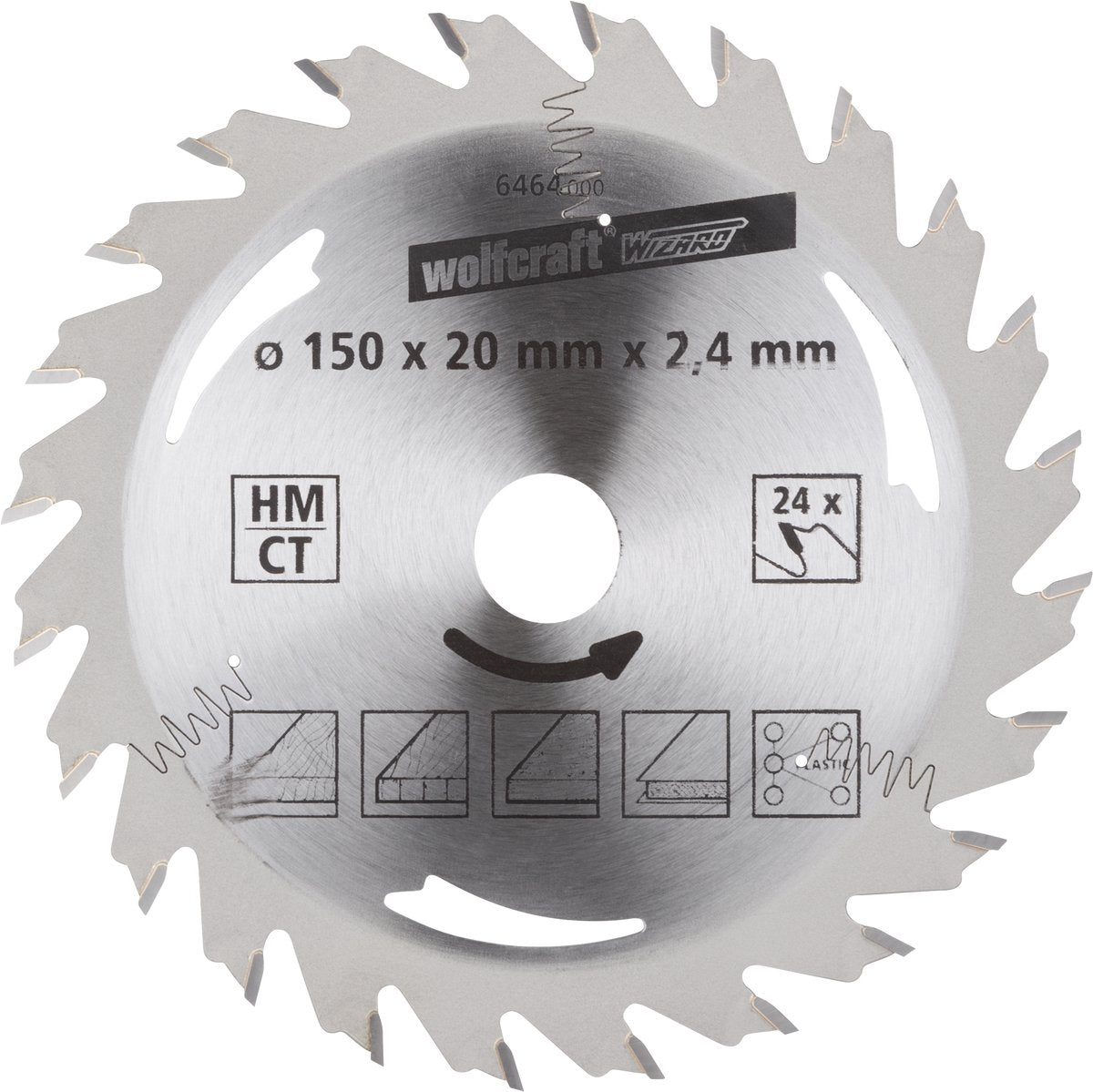 Wolfcraft - Kreissägeblatt 150x20mm - 24 Zähne - Sägeblatt für Kreissäge - Silberserie - 6464000