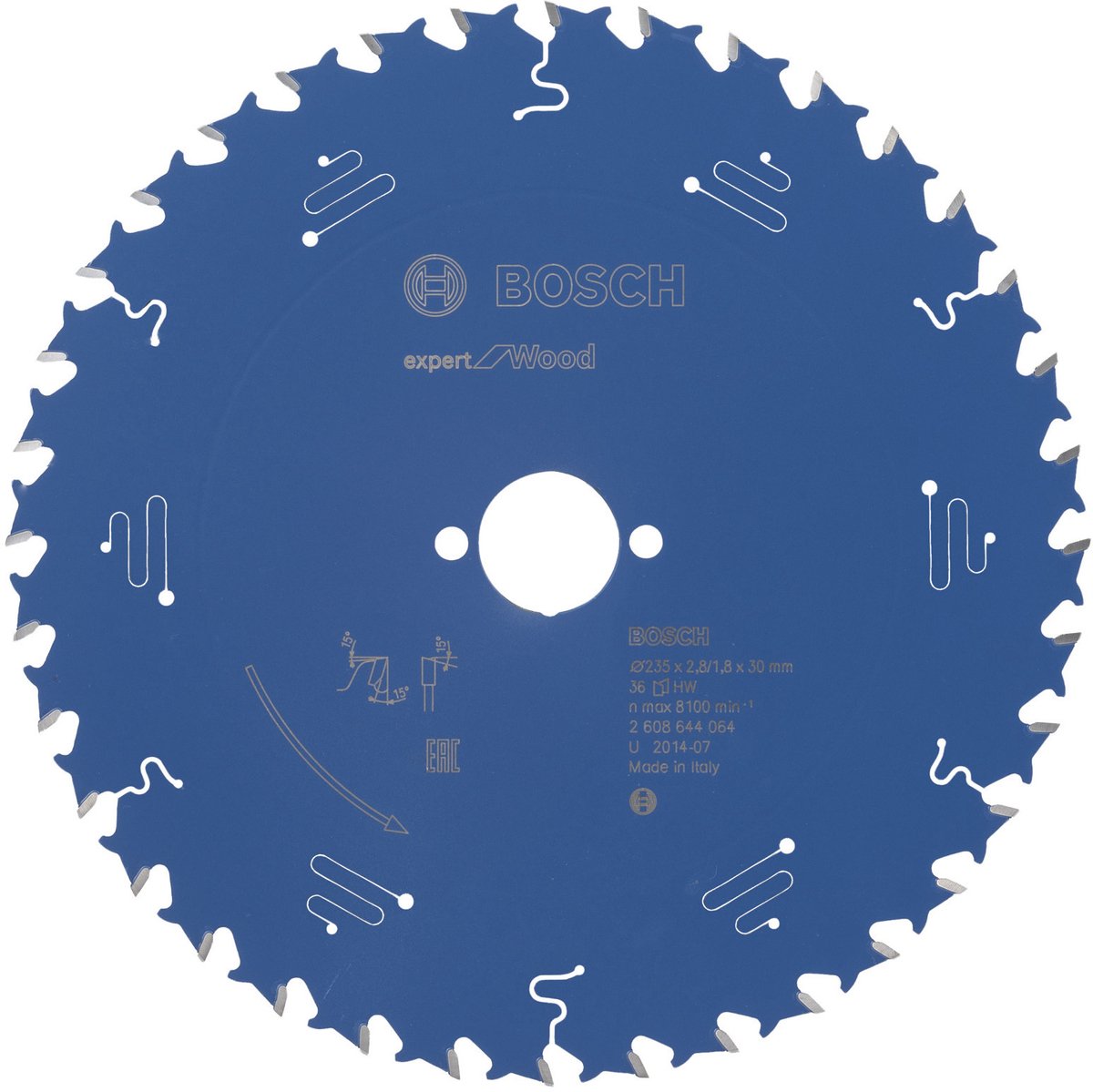 Bosch 2608644064 Kreissägeblatt 235 mm Experte für Holz 235x30x2,8 1,8x36 Z