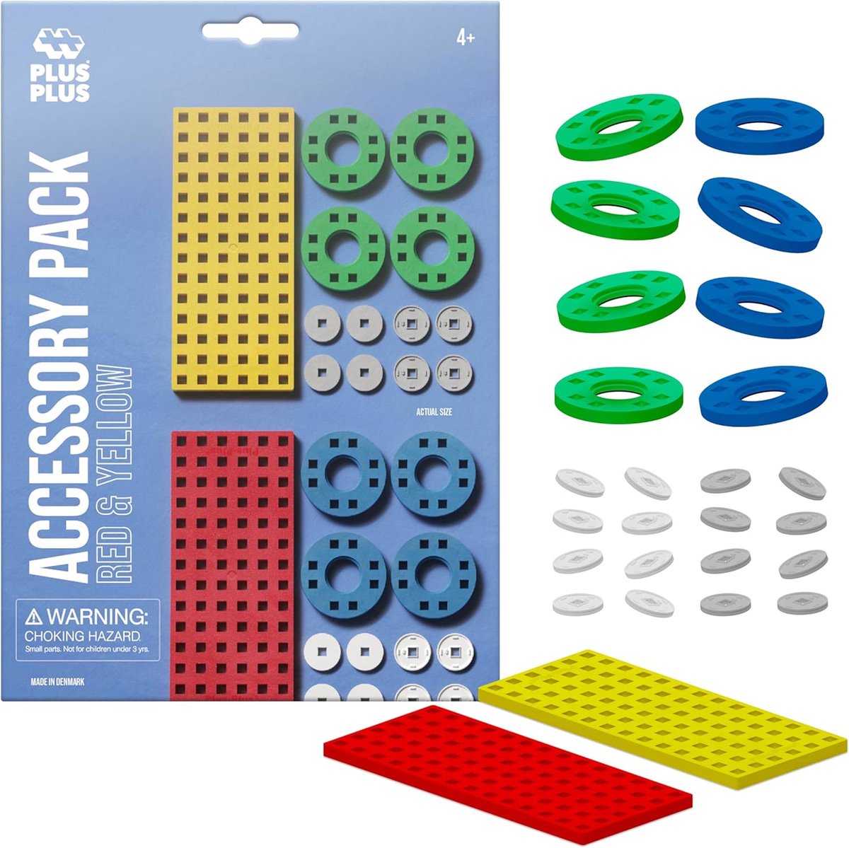 Plus Plus Bauplatte gelb rot klein und Räder Plus-Plus: 26 Stück (3966)