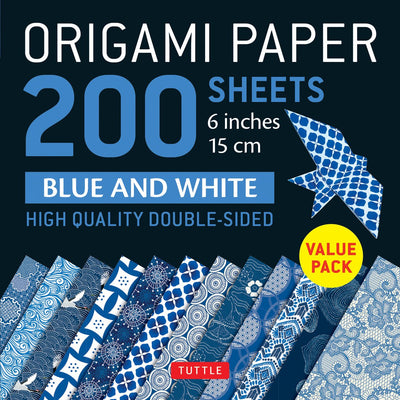 Tuttle Publishing Origami-Papier 200 Blatt blaue und weiße Muster 6 (15 cm)
