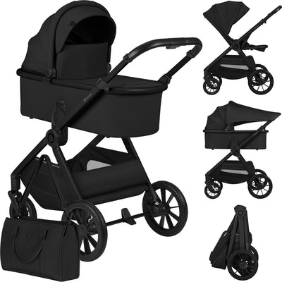 Lionelo Layla 2 in 1 Premium Kinderwagen – Kinderwagenaufsatz bis 4 Jahre (22 kg) – Airydots-Matratze – Panorama-3D-Belüftung – große All-Terrain-Räder – Memory-Tasten – Magnetschnalle – inklusive Tasche, Regenschutz, Moskitonetz