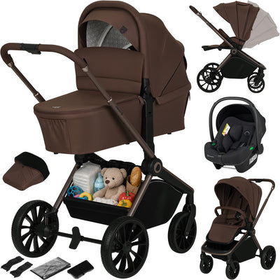 Lionelo Mika Plus - Kinderwagen 3in1 - XXL-Set - inkl. i-Size-Autositz – vielseitig und ganzjährig – große Räder – bis 22 kg – Einhandbedienung – für alle Geländearten – Zubehörset